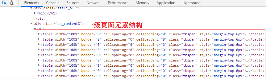 一级页面元素结构