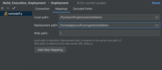 Deployment 的 Mappings 界面