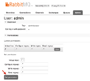 在 RabbitMQ 的 Web 界面设置 permission